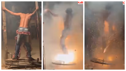 Man Ties Firecrackers To Body For Diwali Stunt