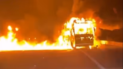 Luxury Bus catches Fire
