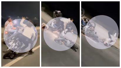 Biker loses control during stunt causes a crash