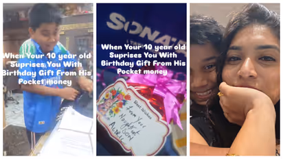 10 year old give birthday gift to his mother