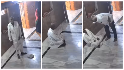 elderly man collapsing during temple visit