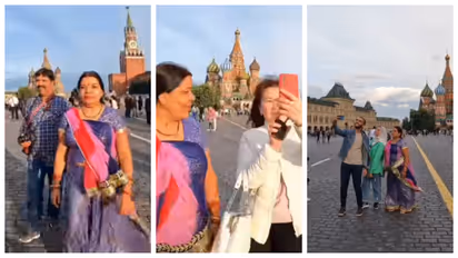 Indian woman wear Rajasthani saree in Moscow