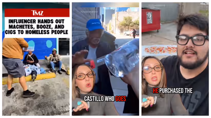 influencer distributes alcohol and machete to people