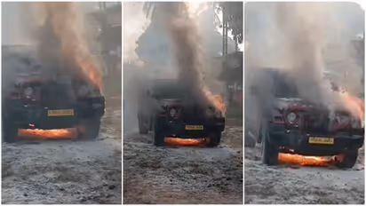 Mahindra Thar burnt