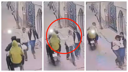 Biker hits oncoming girl in the face