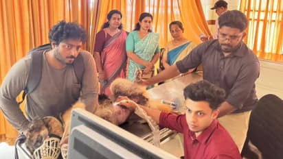 Modern veterinary equipment and the front view of Kudappanakunnu Veterinary Hospital.