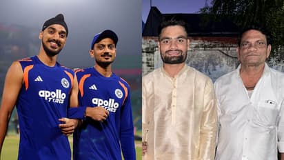 Arshdeep Singh, Axar Patel, and Rinku Singh with his Father