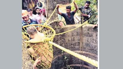 fire force rescues man trapped in 90 foot well in kozhikode