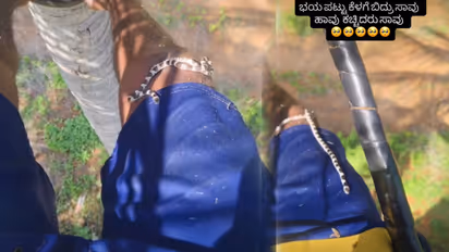 Snake climbs on man viral video