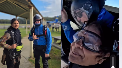 73-year-old woman fulfils dream with first skydiving jump