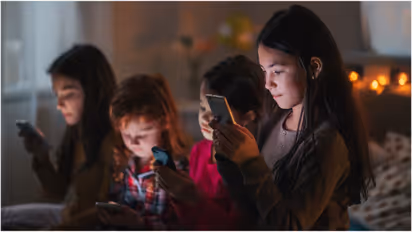 children using phone