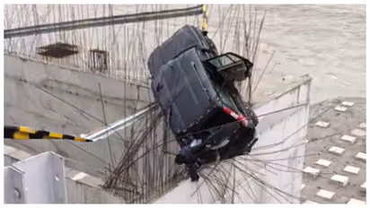 Scorpio crashes into under construction bridge