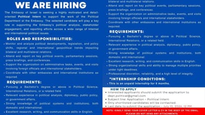 Israel Embassy in India's internship post sparks online debate