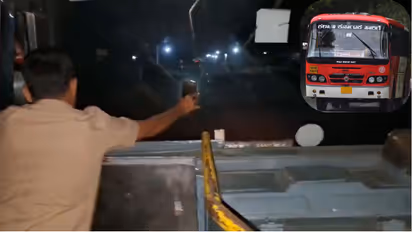 KKRTC Bus headlight damage
