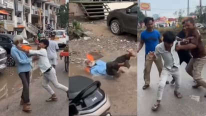 Young Man Pushes Elderly Person in Noida