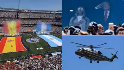 Argentina Spain World Cup Final Donald Trump makes a dramatic arrival on Marine One
