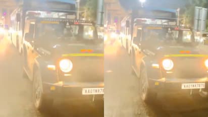 Mahindra Thar tows broken-down BMTC bus in Bengaluru traffic