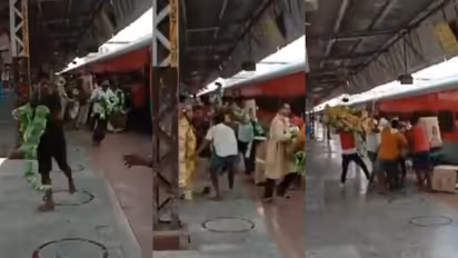 Passengers Grab Potato Chips at Bihar Railway Stadium