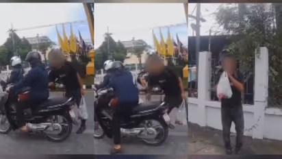 Thai delivery rider's helmet camera captured the assault