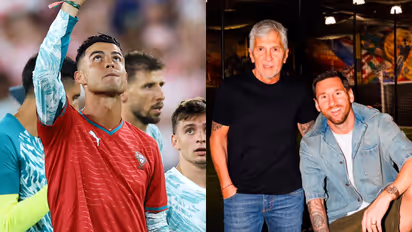 Cristiano Ronaldo and Lionel Messi with his Late Father Jorge