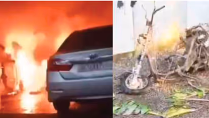 malappuram electric scooter explodes while charging two cars and house damaged