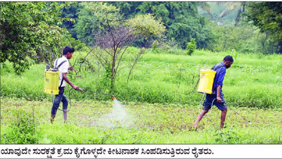 Hubballi Farmers pesticide spray