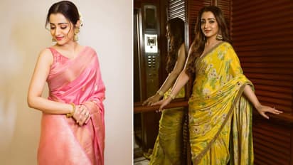 trisha krishnan fancy saree look