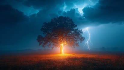 REWA LIGHTNING FELL ON TREE