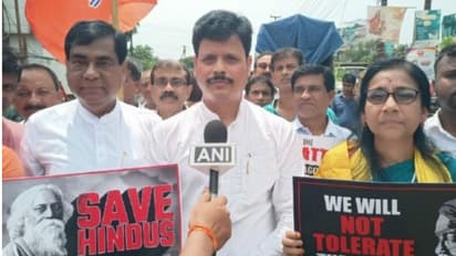 BJP holds protest rally in Agartala against attacks on Tagore's ancestral home in Bangladesh (Photo/ANI)
