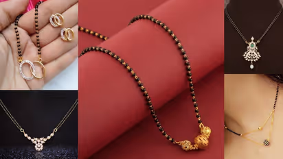 Black Crystal Mangalsutra Gold Designs Latest