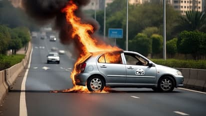 cng car fire ai generated image