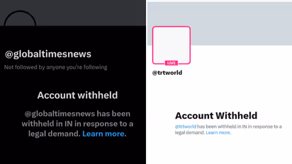 Global Times of China and TRT World of Turkey blocked on X