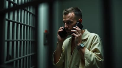 Prisoner talking on mobile in jail related photo