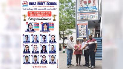 Gujarat Board Result 2026 Rose Buds School Dindoli Surat commerce students performance