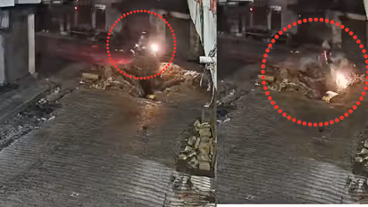 Kanpur Delivery Agent Falls Into Open Sewer Pit Terrifying Accident Captured on CCTV