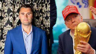 Charlie Kirk and Donald Trump with FIFA WC 2026 trophy