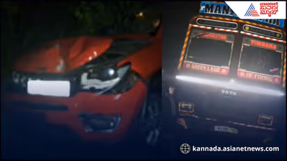 Lorry rams car in Somwarpet