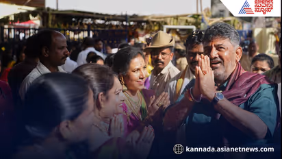DK Shivakumar at Abbigere temple
