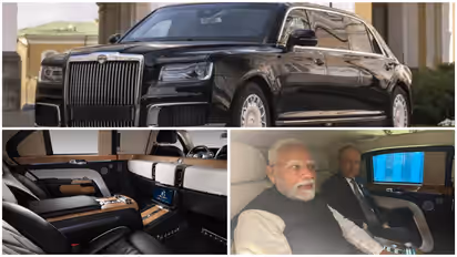 Modi and Vladimir Putin in Aurus Senat