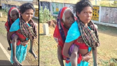 Viral Video Of Woman Carrying Mother In Law Chhattisgarh Sparks Debate Physical Verification Pension In Remote Villages