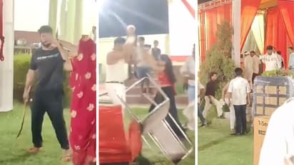 UP Aligarh Wedding Chaos Groom Pulls Out Sword After Father Insult Chases Bride Family Across Venue
