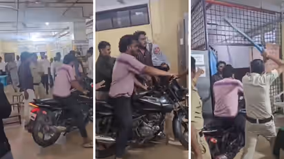Karnataka bikers viral video Motorcycle enters BRIMS hospital emergency ward police detain two youths