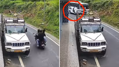 Uttarakhand crash viral video Shocking CCTV Footage Shows Scooter Carrying Three Youths Crashing Into Bus in Tehri