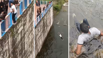UP Viral Video Jhansi Reel Stunt Goes Horribly Wrong As Man Jumps Into Shallow Pahuj Dam Breaks Legs