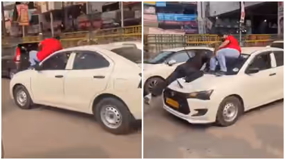 Cab driver speeds away with 2 youths clinging to car bonnet in Noida
