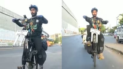 Kerala Man Cycles 7,000 Km Without Front Wheel To Spread Anti-Drug Message, Now Heads To Everest