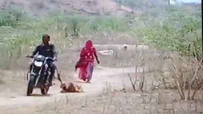 Vial News Rajasthan husband tied his wife to the back of a bike and dragged her bsm