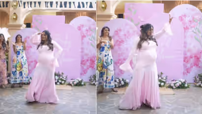 pregnant woman's graceful baby shower dance