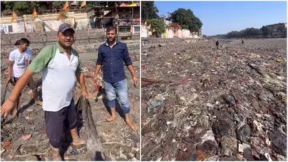 Volunteers step in to clear Ganga riverbed buried with clothes and plastic in Haridwar