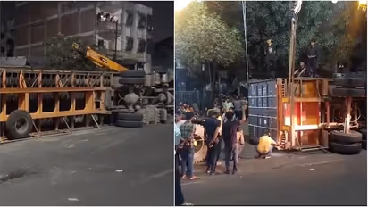Couple On Motorcycle Escapes Death As Container Truck Overturns In Surat, CCTV Shows The Moment